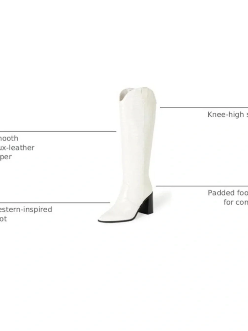 White Pointed-Toe Knee-High Boots